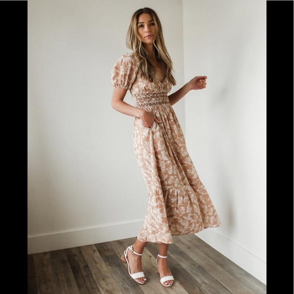 NWT Free People Ellie Printed MaxiDress in Neutral - Picture 9 of 16